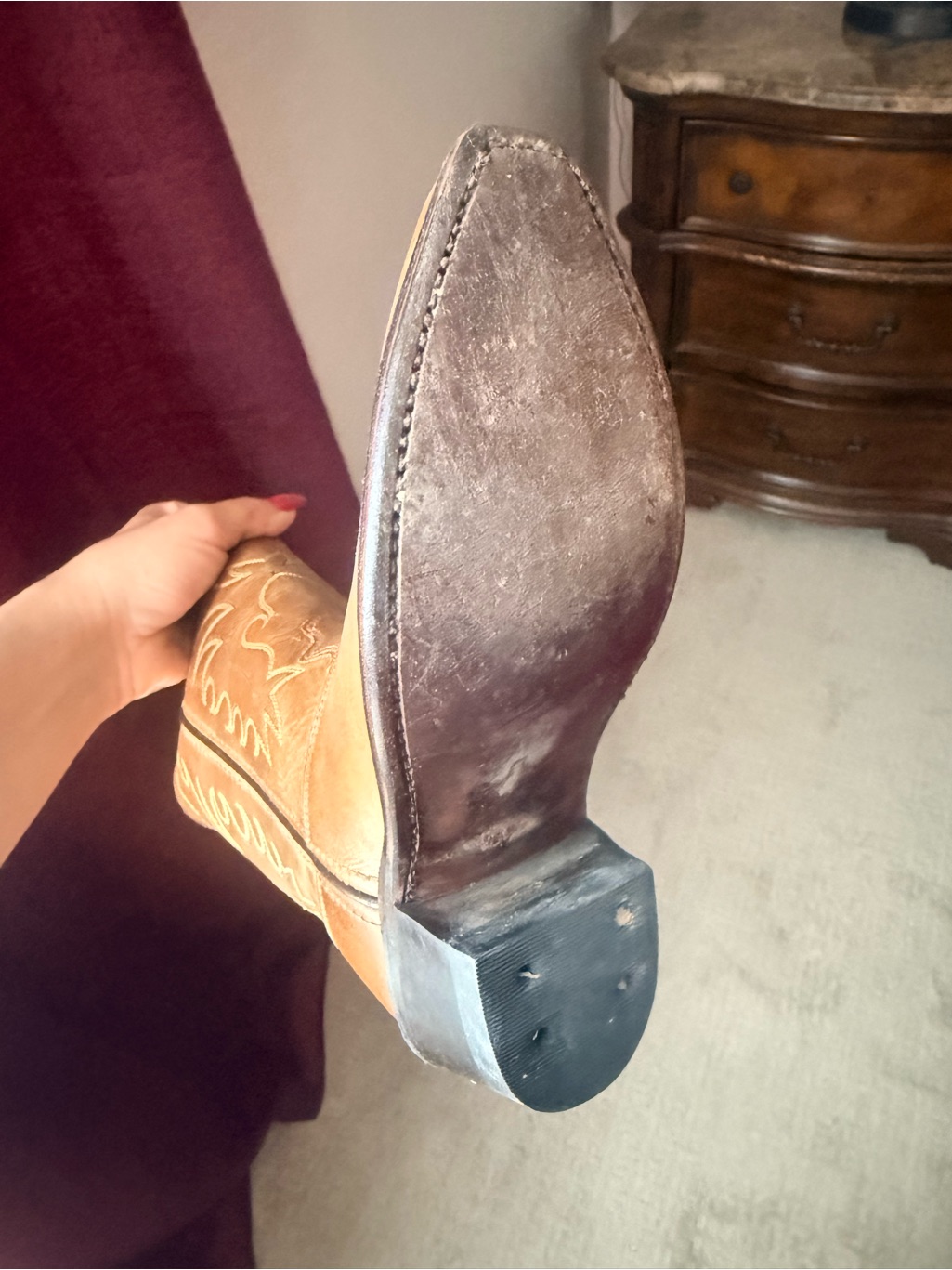 Old West Black And Tan Boot Box With Size Label